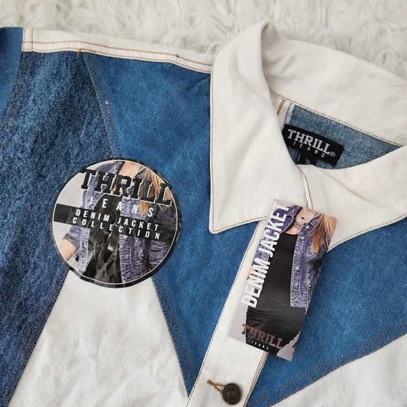 Thrill Jeans Plus Size Patchwork Cropped Jean Jacket. Size 1X. New. - Picture 4 of 10